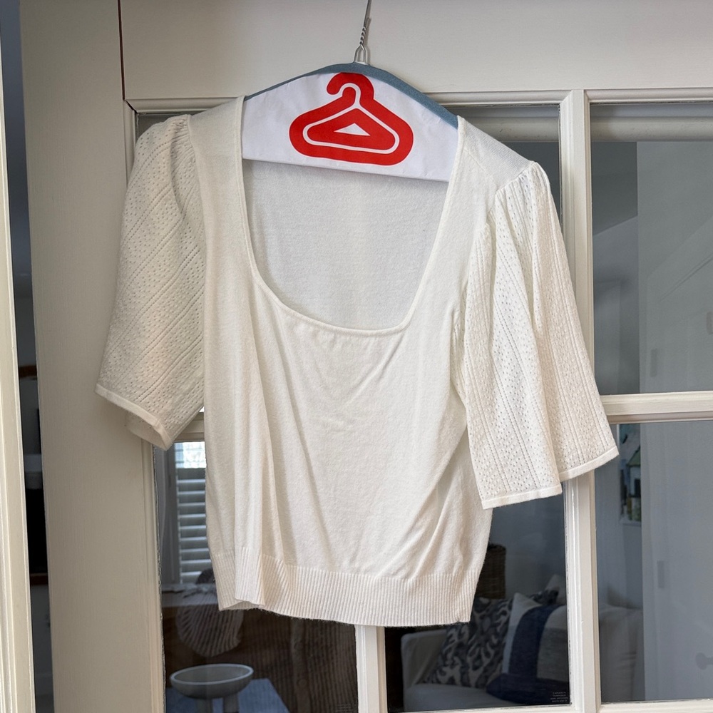 Z Supply Cream Blouse with Puff Sleeves